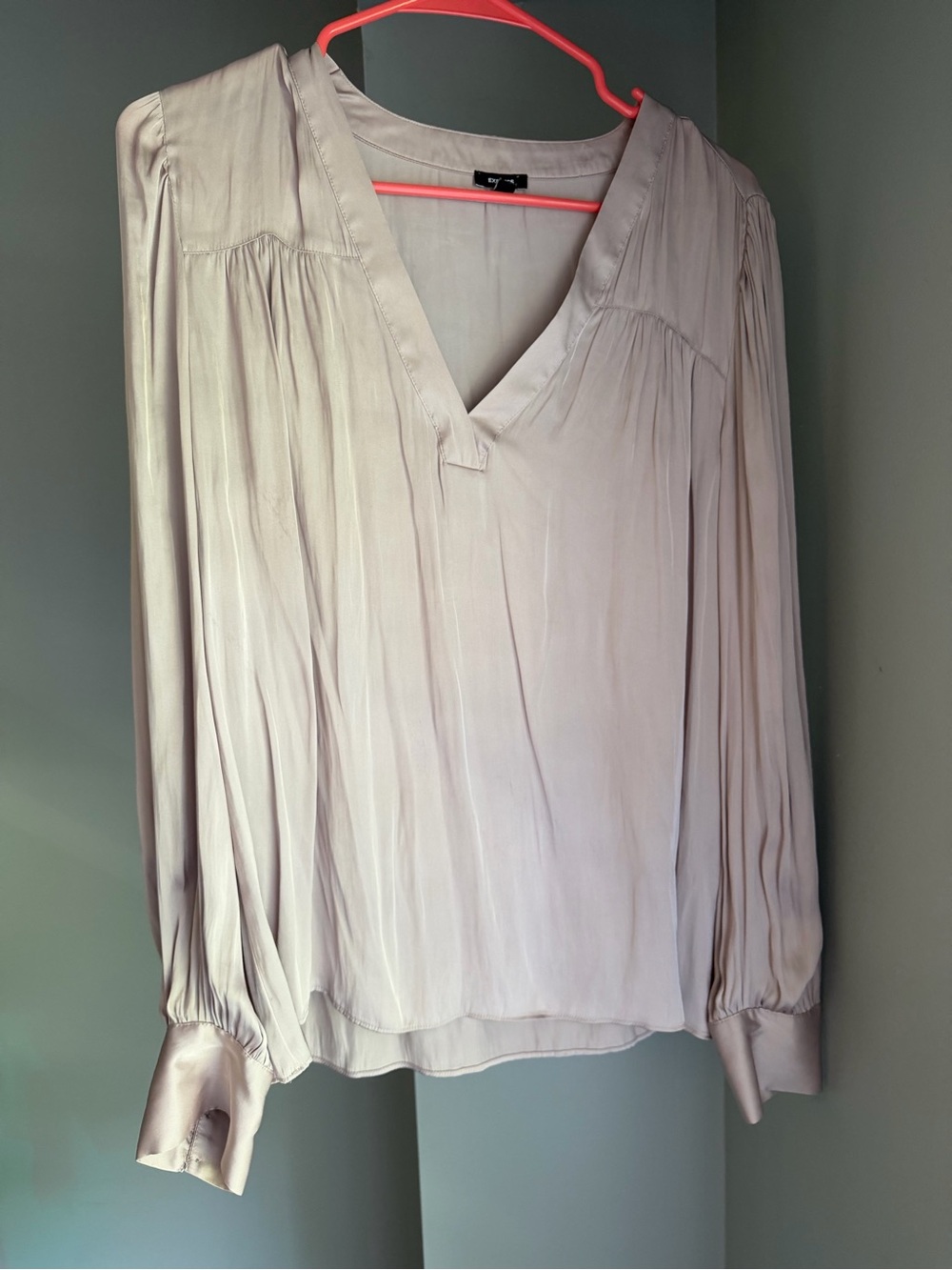 Express Pale Blush V-Neck Long Sleeve Blouse